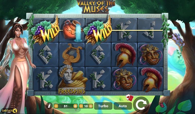 Try The New Lady Luck Games Valley Of The Muses with No Deposit Bonus Codes